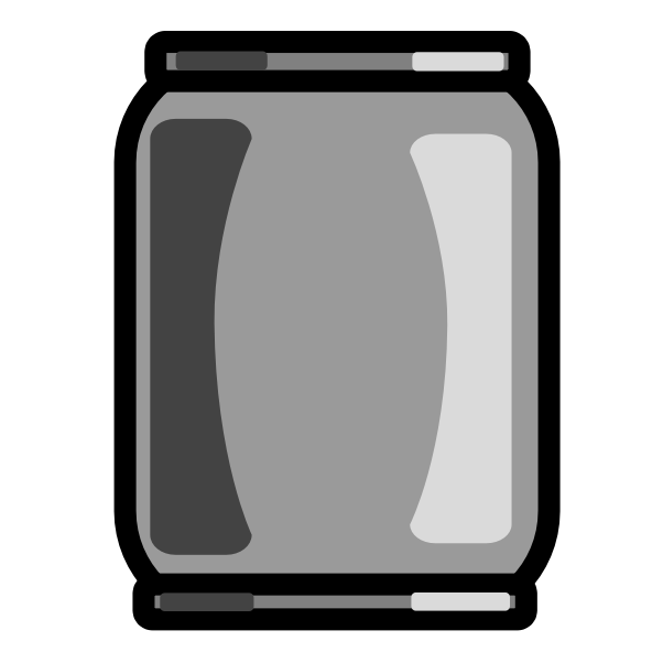 A smooth silver can without a label with dark line art.